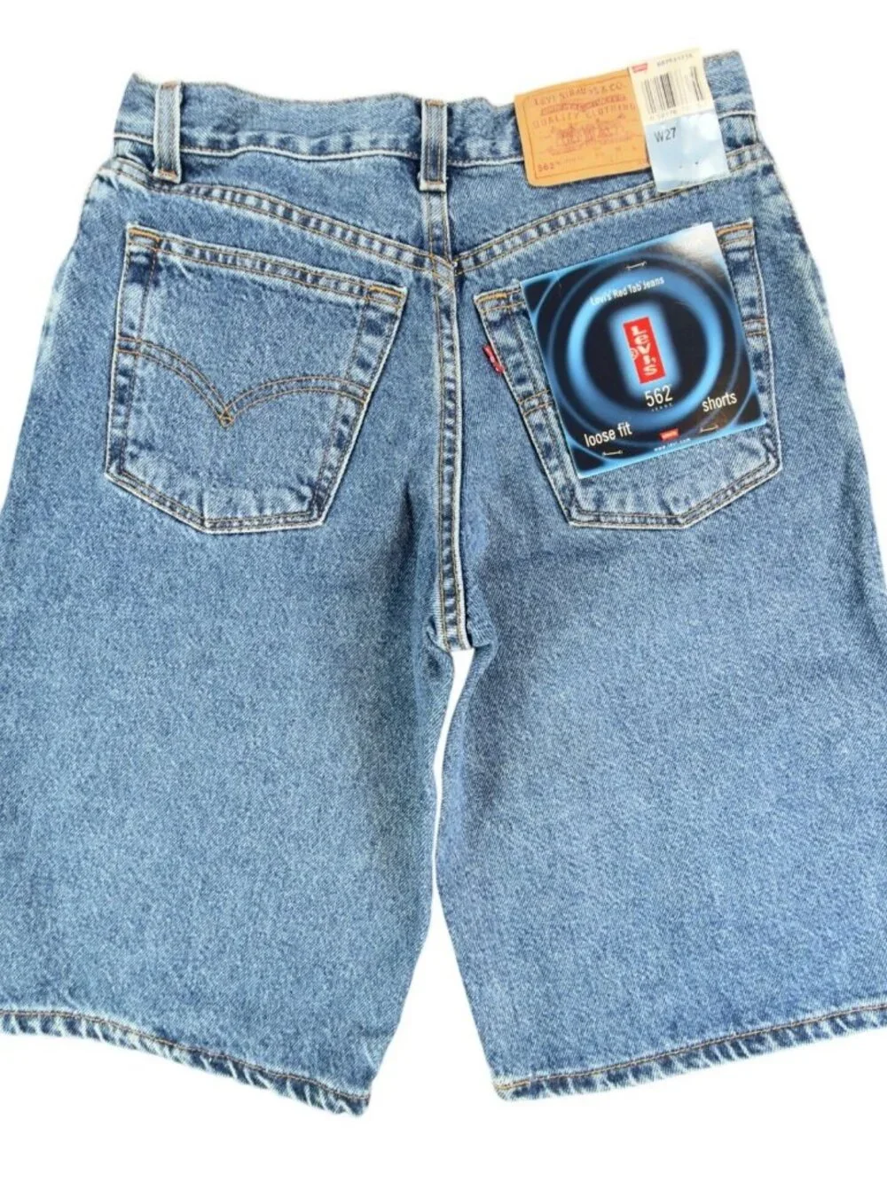 Levi's 562 Loose Fit Shorts Boys W27 Blue Denim Vintage Style NWT